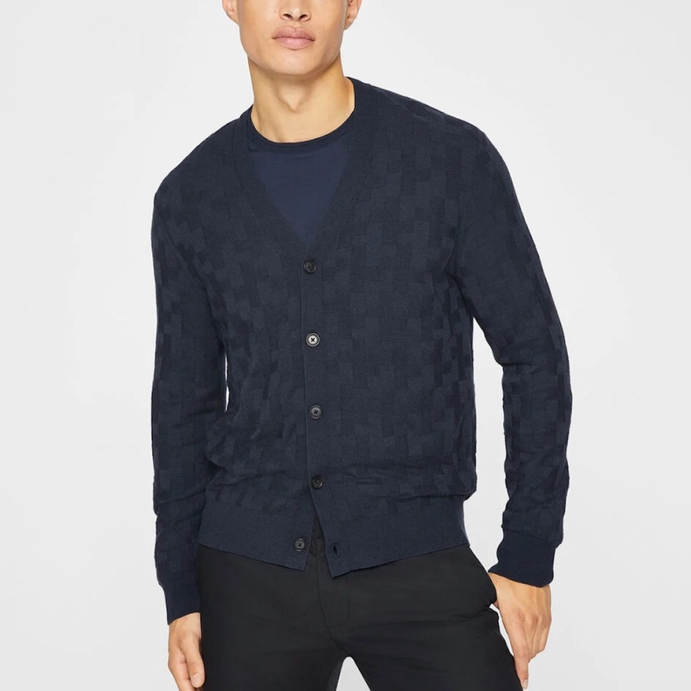 Merino Texture Cardigan - New With Tags - NEVER WORN - 410 - Navy